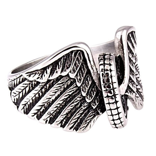 Road Warrior: Unisex Get Your Wings 316L Stainless Steel Biker Ring - Trustmark Jewelers - Mens Rings - 3