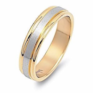 Nevada: 8mm Couples Two Tone 14K IP Gold and 316 Steel Wedding Band - Trustmark Jewelers - Wedding Bands - 1