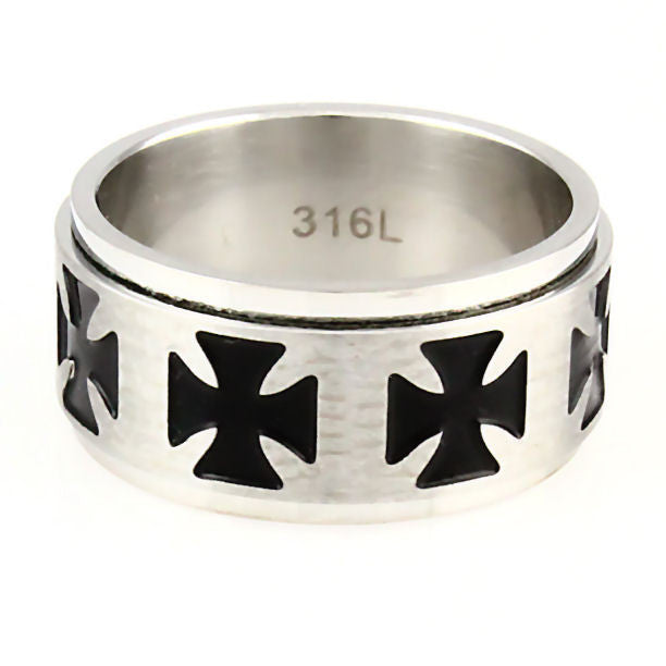 Ferris: Maltese Iron Cross Mens 316L Stainless Steel Spinner Ring - Trustmark Jewelers - Mens Rings - 3