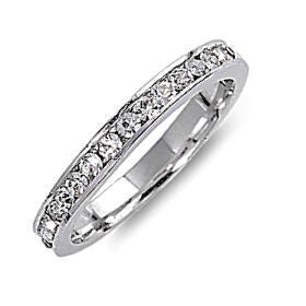 His & Hers Stainless Steel 3 Piece Cz Wedding Ring Set and Eternity Wedding  Band Women's Size 05 Men's 06mm Size 11 