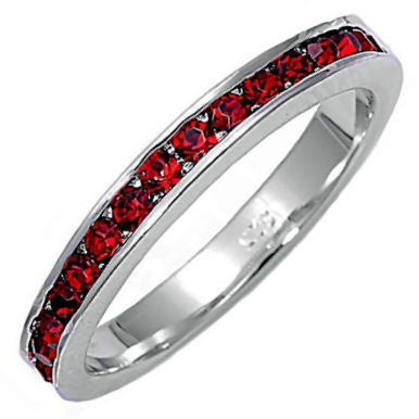Giselle: Stackable Garnet Ice CZ Birthstone Eternity Band Ring - Trustmark Jewelers - Eternity Bands