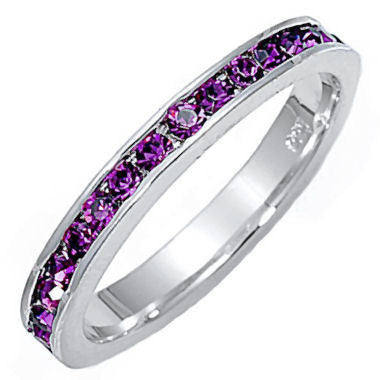 Brooklyn: Stackable Amethyst Ice CZ Birthstone Eternity Band Ring - Trustmark Jewelers - Eternity Bands