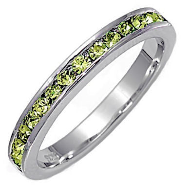 Peyton: Stackable Peridot Ice CZ Birthstone Eternity Band Ring - Trustmark Jewelers - Eternity Bands