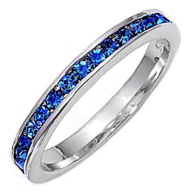Sabrina: Stackable Sapphire Ice CZ Birthstone Eternity Band Ring - Trustmark Jewelers - Eternity Bands