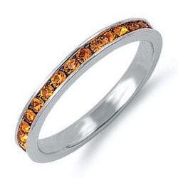 Tonia 1.5mm Stackable Golden Yellow Topaz Eternity Band Ring