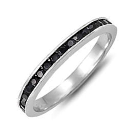 Vendela: Stackable Russian Black Ice CZ Eternity Band Ring - Trustmark Jewelers - Eternity Bands