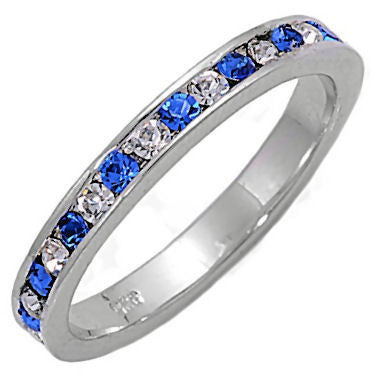 Yalena: Stackable Sapphire & Russian Ice CZ Eternity Band Ring - Trustmark Jewelers - Eternity Bands
