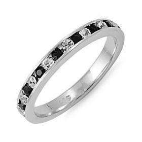 Zaria: Stackable Russian Black & Clear Ice CZ Eternity Band Ring - Trustmark Jewelers - Eternity Bands