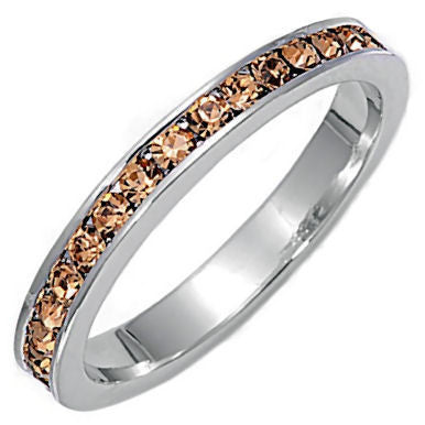 Caelyn: Stackable Russian Champagne Ice CZ Eternity Band Ring - Trustmark Jewelers - Eternity Bands