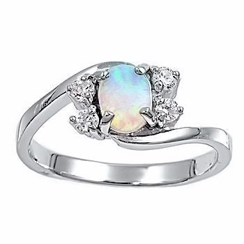 Jamaica: White Opal and Russian Ice Diamond CZ Cocktail Promise Ring - Trustmark Jewelers - Promise Rings - 1