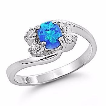 Jordana: Pacific Blue Opal and Diamond Ice CZ Cocktail Promise Ring - Trustmark Jewelers - Promise Rings - 1