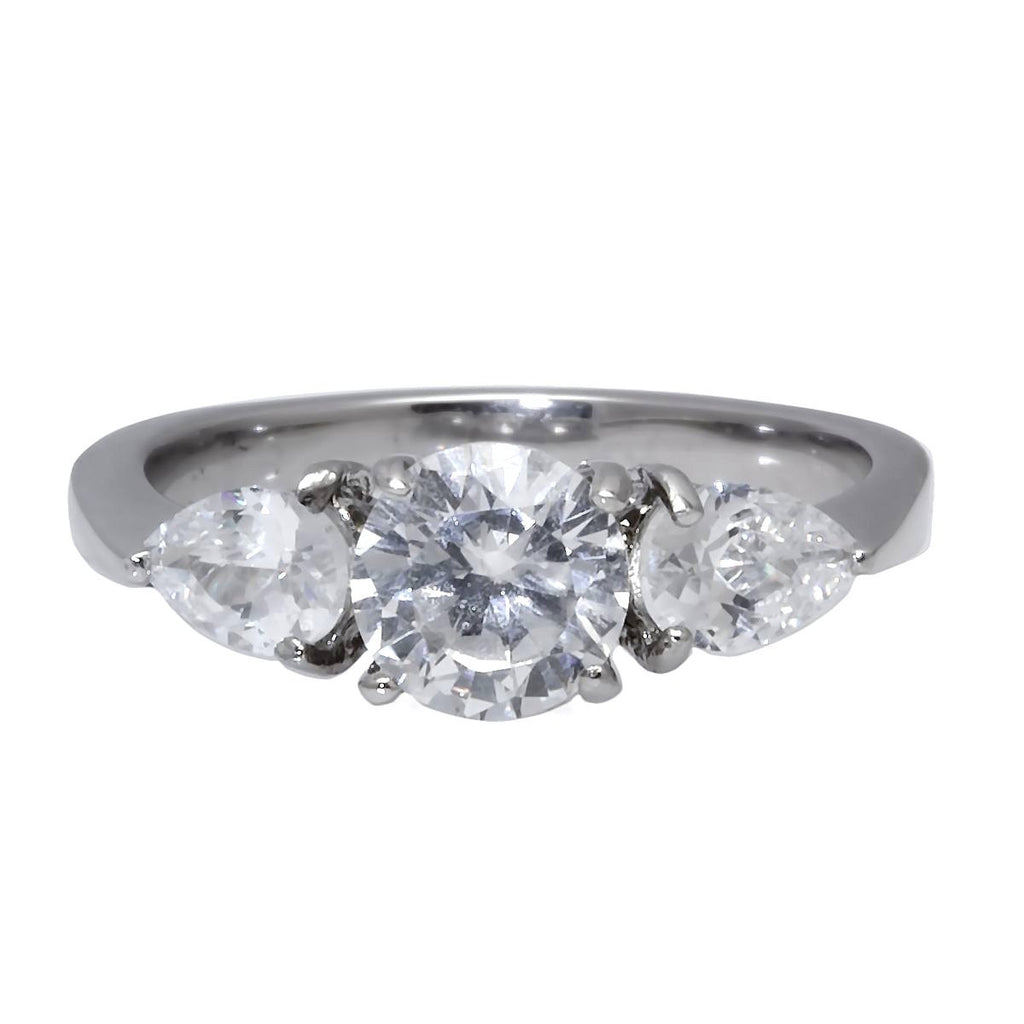 Colette: 1.72ct 3 Stone Russian Ice CZ Stainless Steel Engagement Ring - Trustmark Jewelers - Engagement Rings - 2