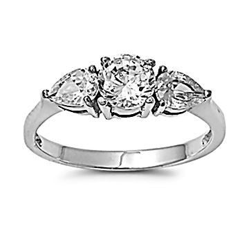 Colette: 1.72ct 3 Stone Russian Ice CZ Stainless Steel Engagement Ring - Trustmark Jewelers - Engagement Rings - 3