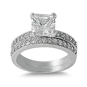 Felicity: 2.90ct 2 piece Russian Ice Princess Cut Wedding Ring Set 925 - Trustmark Jewelers - Wedding Ring Sets