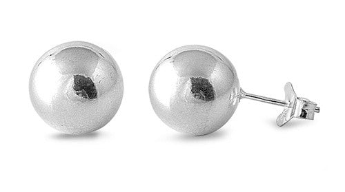 Bold and Stunning 12mm Solid 925 Sterling Silver Ball Stud Earrings - Trustmark Jewelers - Earrings