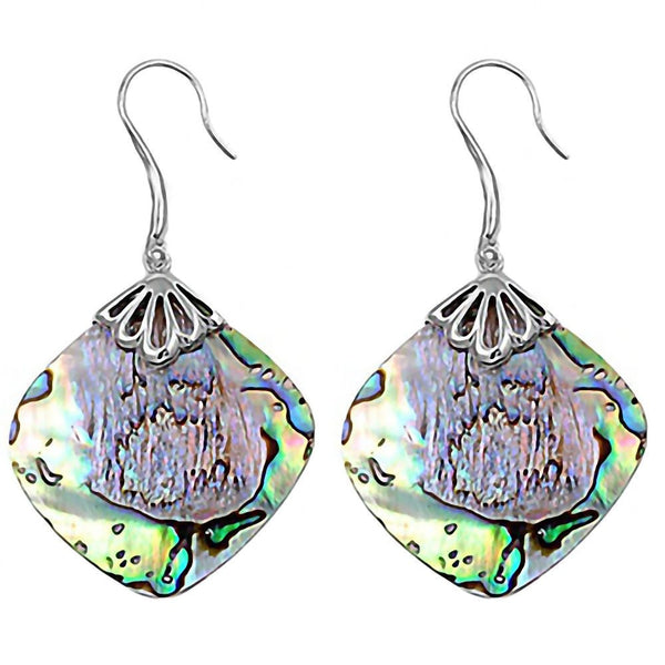 Lane: Abalone Shell Diamond-shape Silver Dangle Drop Earrings - Trustmark Jewelers - Earrings