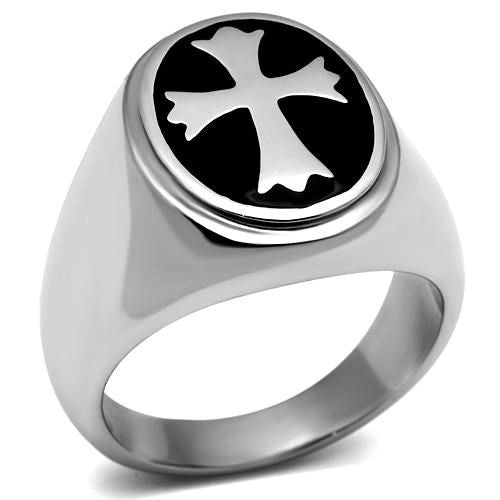 Luke: Unisex Celtic Cross Black Background Stainless Steel Biker Ring - Trustmark Jewelers - Mens Rings
