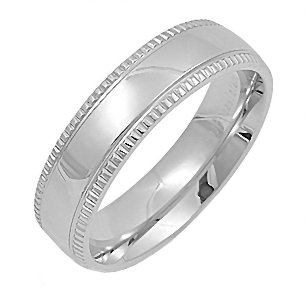 Mens white gold milgrain wedding band on sale