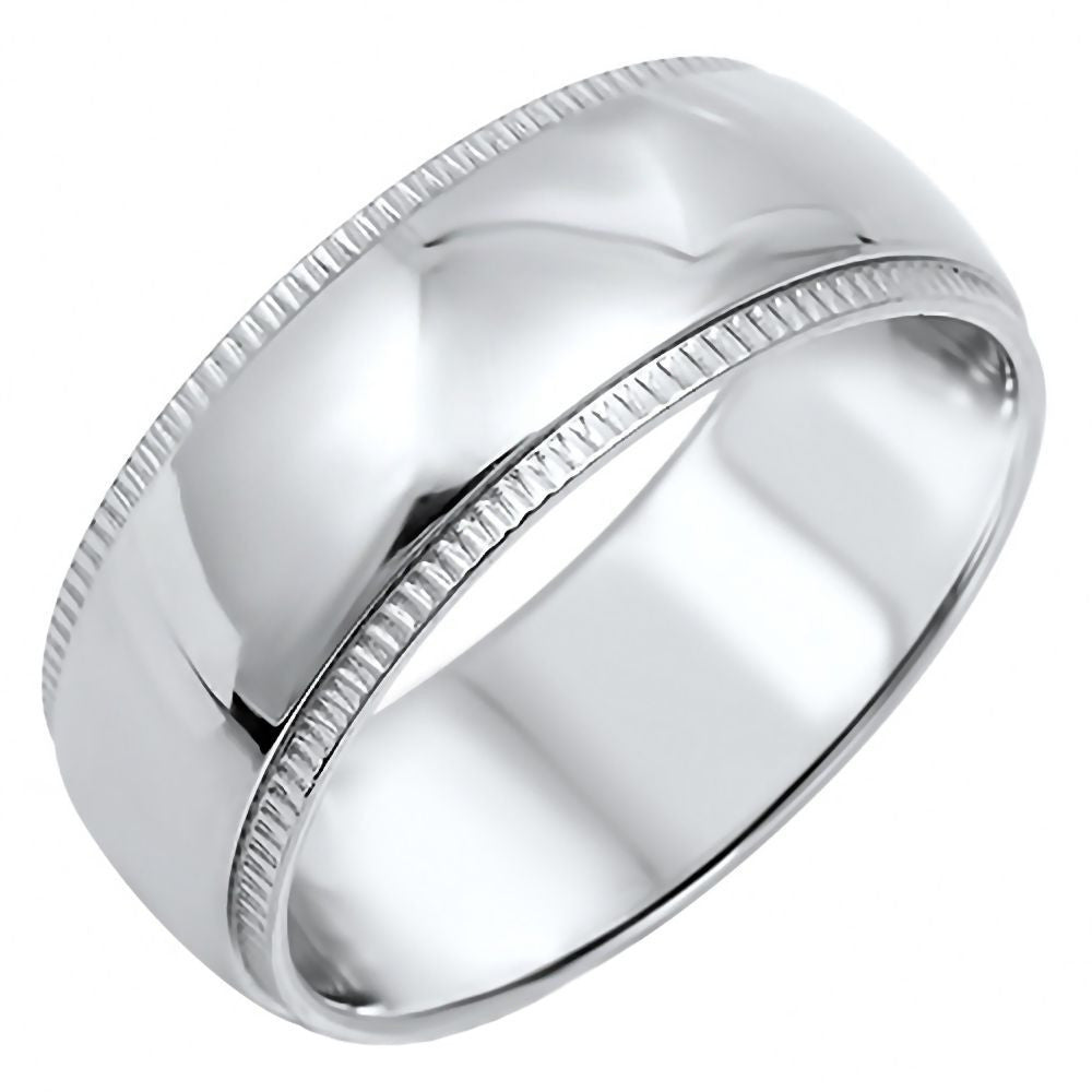 Hollis: Unisex 8mm Coin Edge 316 Stainless Steel Wedding Band Ring - Trustmark Jewelers - Wedding Bands