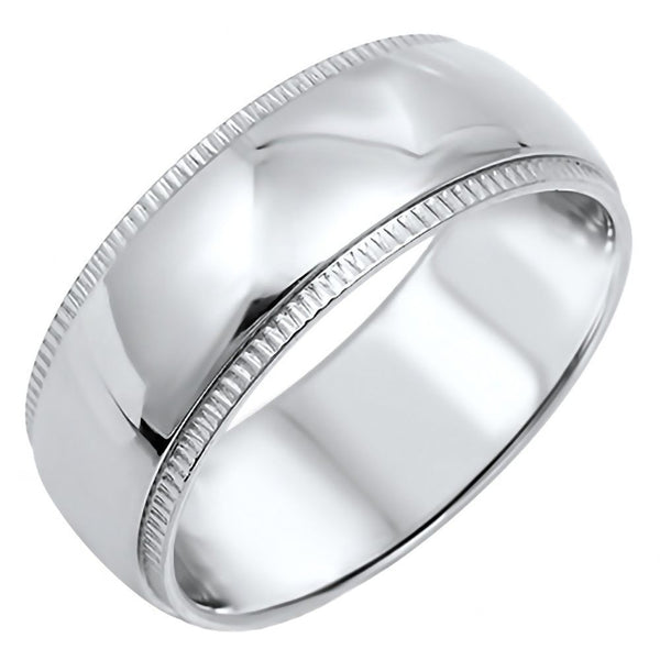 Hollis: Unisex 8mm Coin Edge 316 Stainless Steel Wedding Band Ring - Trustmark Jewelers - Wedding Bands