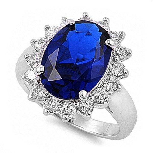 Catherine: 7ct Sapphire & Simulated Diamond Royal Ring 925 Silver - Trustmark Jewelers - Engagement Rings - 2