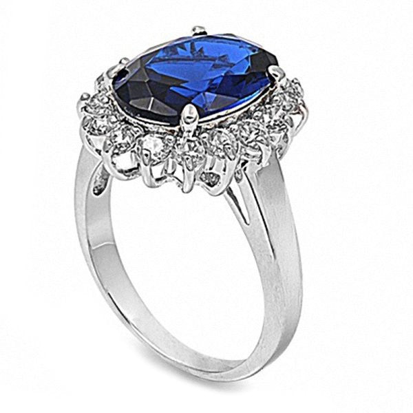 Catherine: 7ct Sapphire & Simulated Diamond Royal Ring 925 Silver - Trustmark Jewelers - Engagement Rings - 3