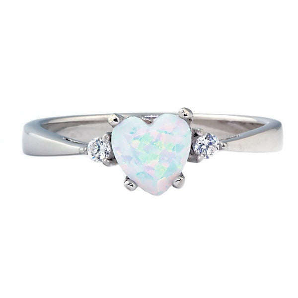 Olena: 0.81ct Heart Cut Fiery White Opal Promise Friendship Ring - Trustmark Jewelers - Promise Rings - 1