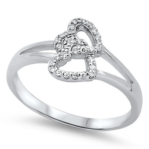 Tova: IOF CZ Twin Heart Promise Ring 925 Sterling Silver - Trustmark Jewelers - Promise Rings