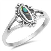 Fahari: Abalone Shell Flora Border Promise Ring 925 Sterling Silver - Trustmark Jewelers - Promise Rings