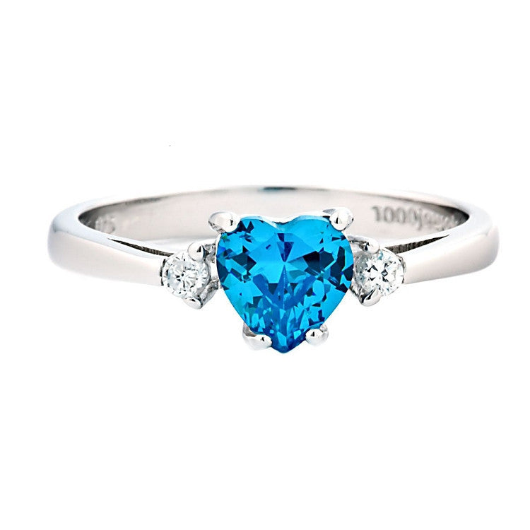 Miranda: 0.81ct Heart Cut Blue Topaz Ice CZ Promise Friendship Ring - Trustmark Jewelers - Promise Rings