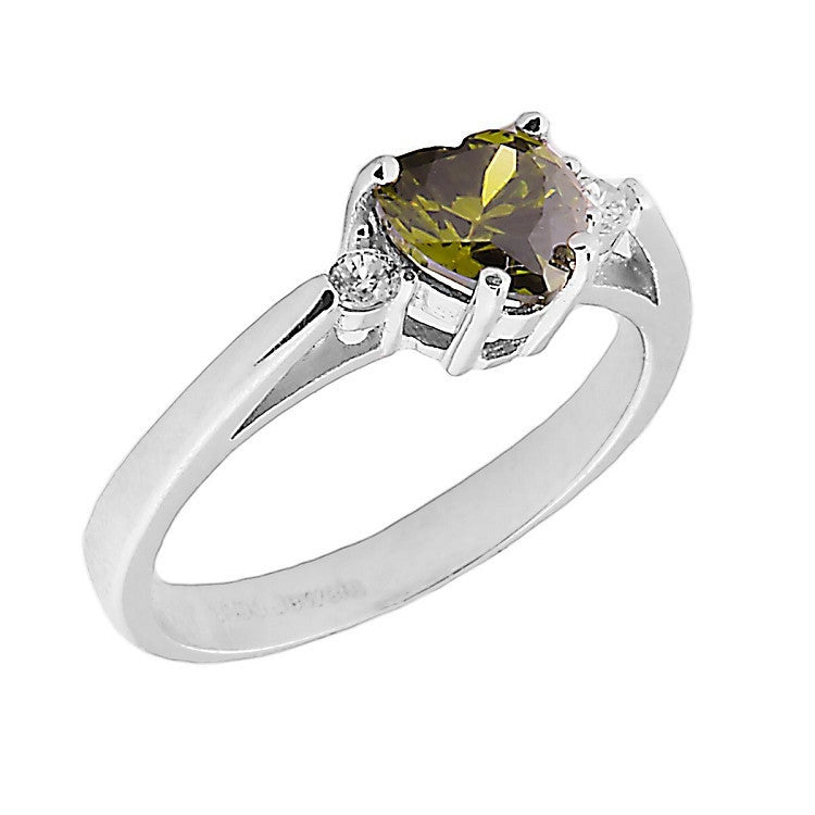 Parisa: 0.81 ct Heart Cut Peridot Ice CZ & Russian Ice CZ Promise Ring - Trustmark Jewelers - Promise Rings - 3