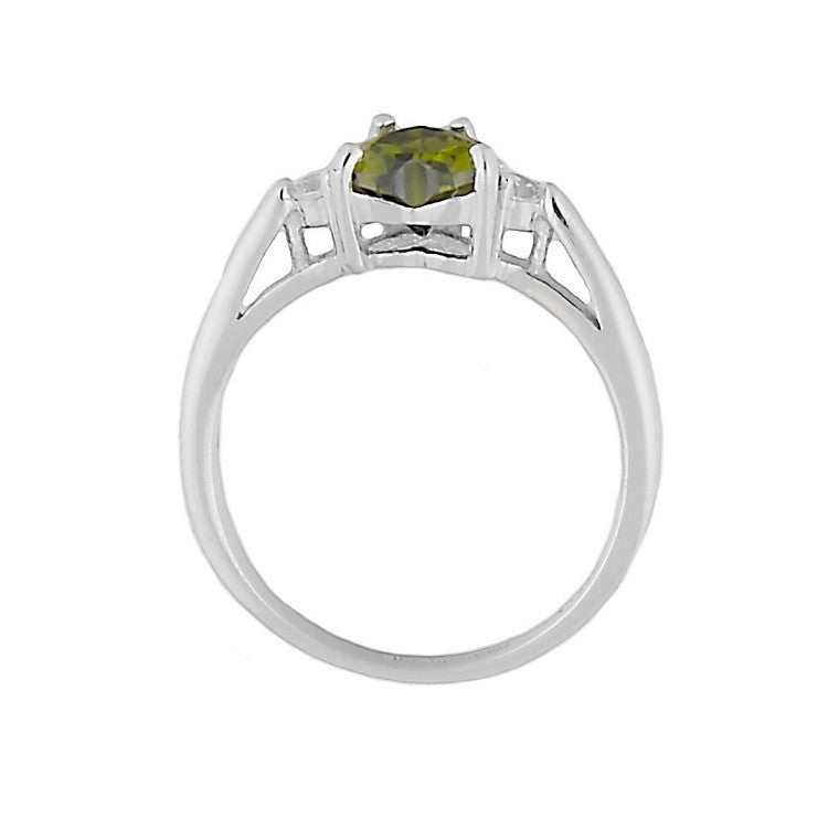 Parisa: 0.81 ct Heart Cut Peridot Ice CZ & Russian Ice CZ Promise Ring - Trustmark Jewelers - Promise Rings - 4