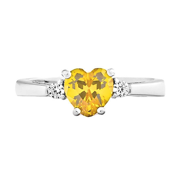Colleen: 0.81c Heart Cut Citrine and Russian Ice CZ Promise Ring - Trustmark Jewelers - Promise Rings - 1