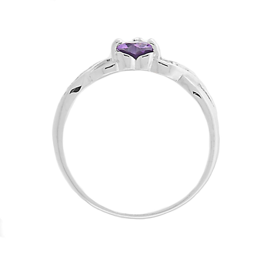 Padma: 0.6c Heart-cut Amethyst Ice CZ Crossover Infinity Promise Ring - Trustmark Jewelers - Promise Rings - 2