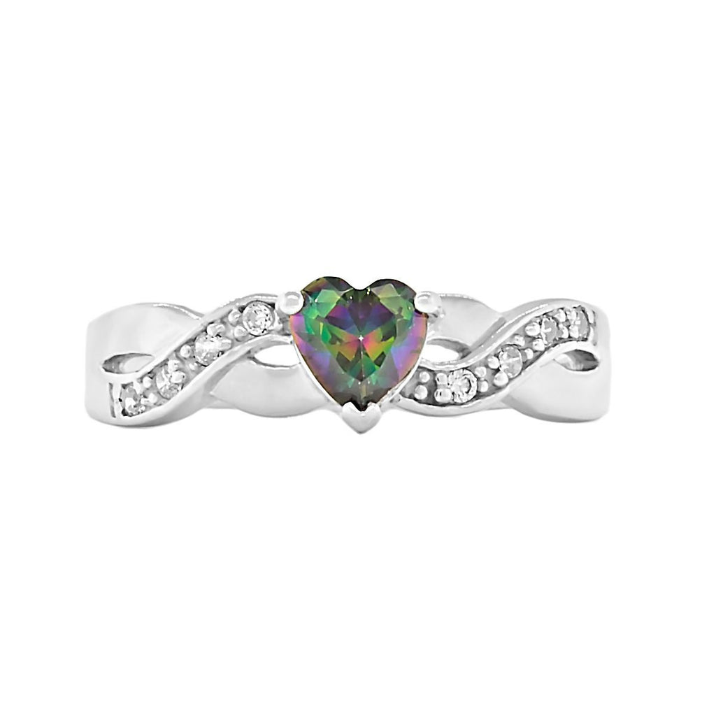 Parsley: 0.6ct Heart-cut Rainbow Topaz Crossover Infinity Promise Ring - Trustmark Jewelers - Promise Rings - 1