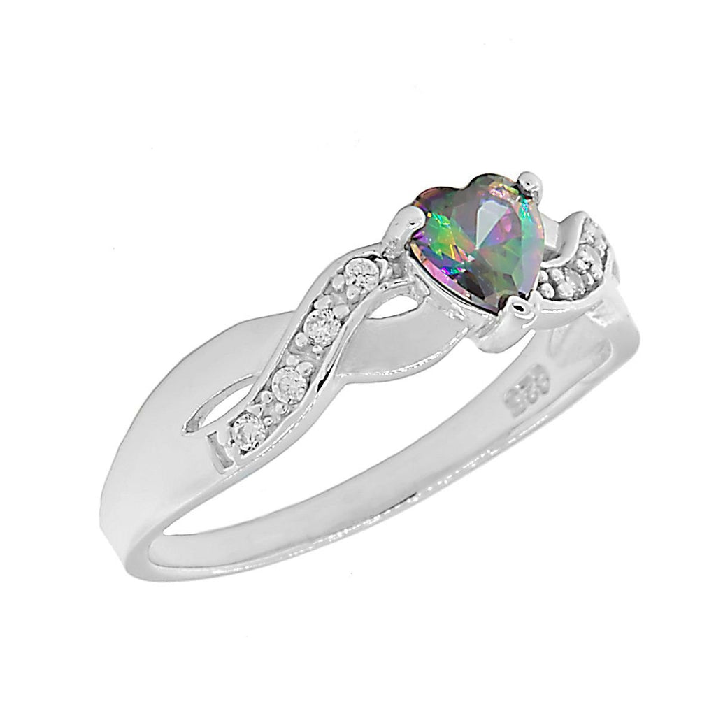 Parsley: 0.6ct Heart-cut Rainbow Topaz Crossover Infinity Promise Ring - Trustmark Jewelers - Promise Rings - 2