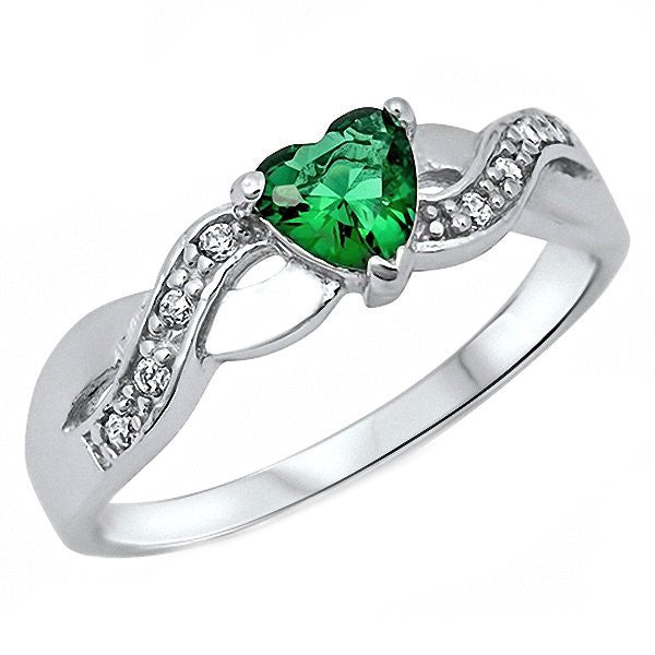 Pakuna: 0.6ct Heart-cut Emerald Ice CZ Crossover Infinity Promise Ring - Trustmark Jewelers - Promise Rings