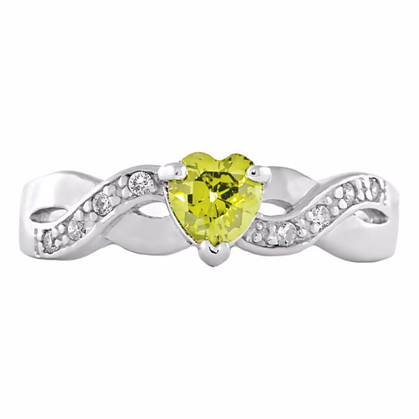 0.6ct Heart-cut Citrine Ice CZ Crossover Promise Ring Silver