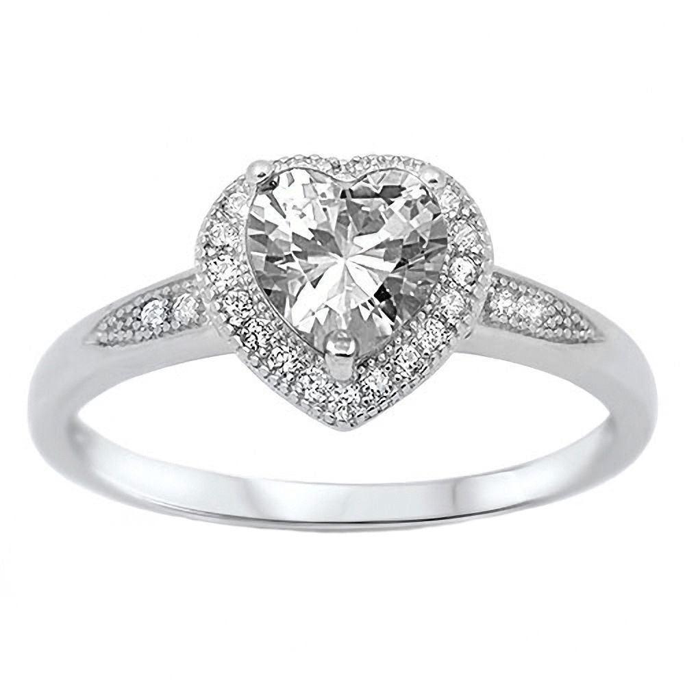 Della: 0.87ct Heart cut Russian Ice CZ with Halo Inlay Promise Ring - Trustmark Jewelers - Promise Rings