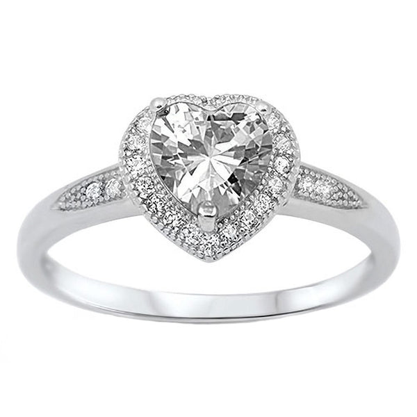 Della: 0.87ct Heart cut Russian Ice CZ with Halo Inlay Promise Ring - Trustmark Jewelers - Promise Rings