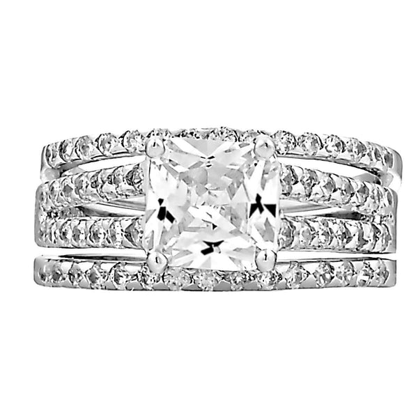 Gelana: 2.87ct 3 piece Russian Ice Princess Cut Wedding Ring Set 925 - Trustmark Jewelers - Wedding Ring Sets - 1