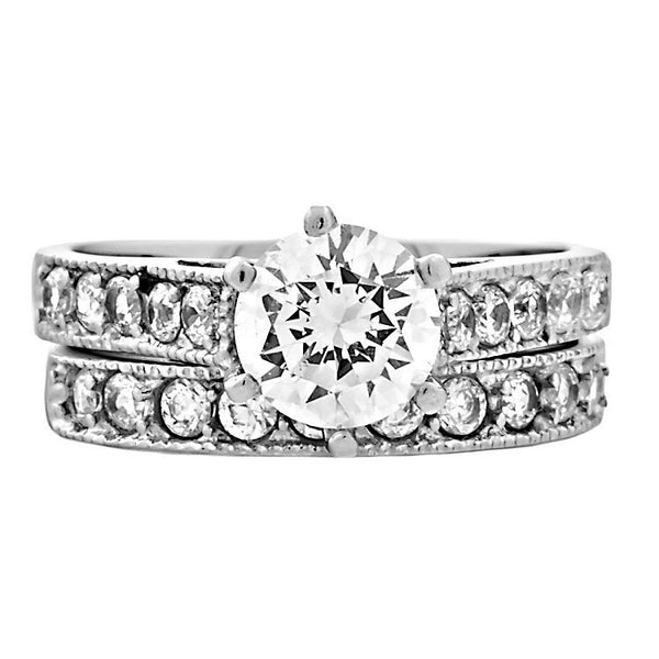 Jaclyn: 2.5ct 2 pc Brilliant Cut IOF CZ 6-Prong Style Wedding Ring Set - Trustmark Jewelers - Wedding Ring Sets - 1