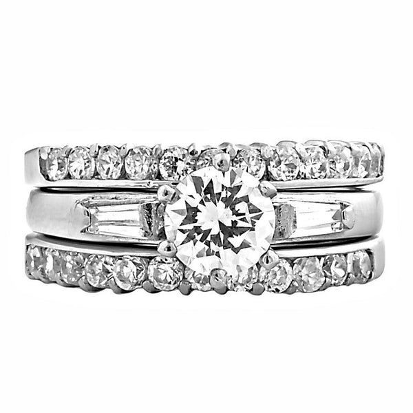 Morgana: 2.5ct 3 Piece Stacked Russian Ice on Fire CZ Wedding Ring Set - Trustmark Jewelers - Wedding Ring Sets - 1