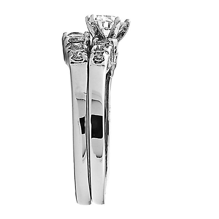 Ophelia: 1.06ct 2 pc Brilliant Cut IOF CZ Wedding Ring Set 316 Steel - Trustmark Jewelers - Wedding Ring Sets - 3