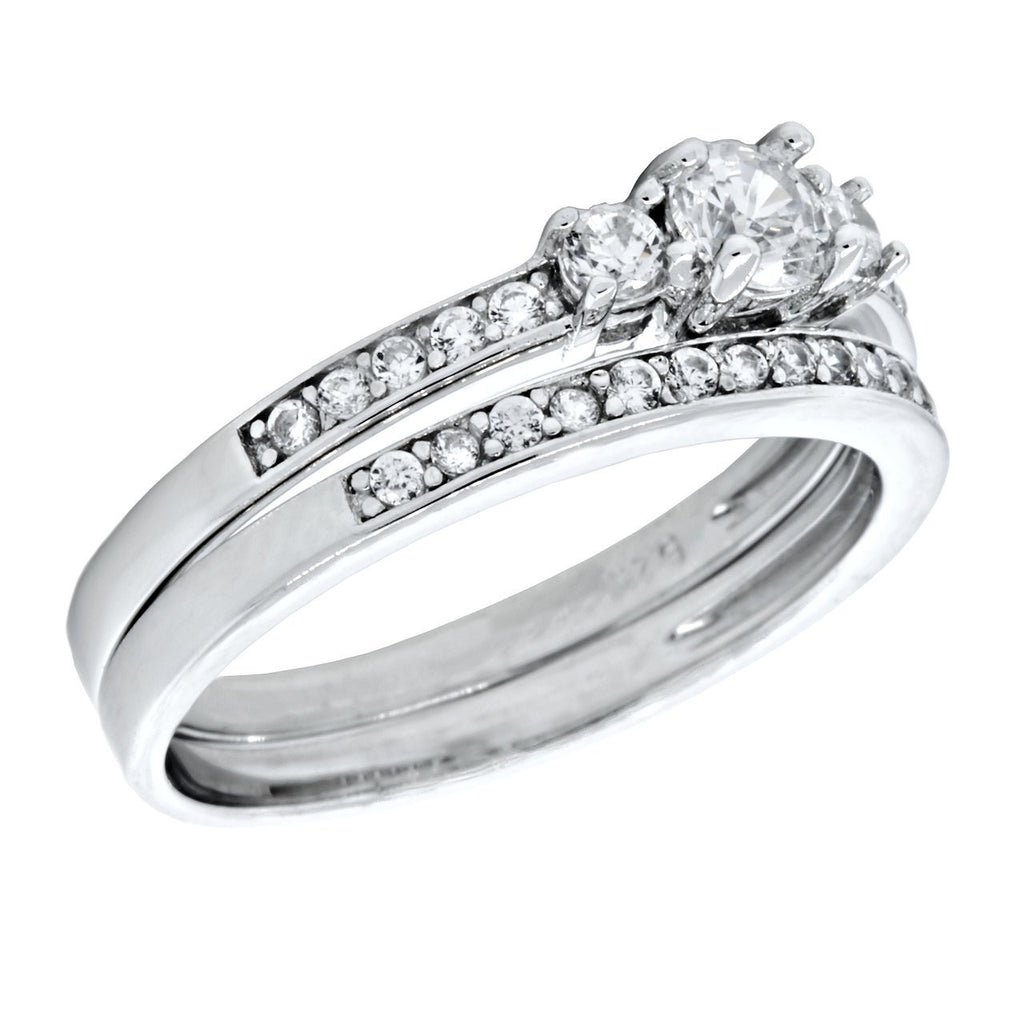 Regina: Stylish 0.6ct Russian IOF Diamond CZ 2 Piece Wedding Ring Set - Trustmark Jewelers - Wedding Ring Sets - 5