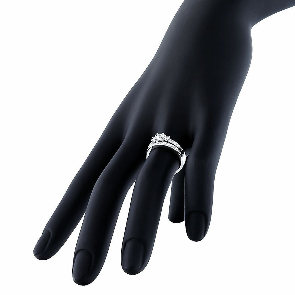Regina: Stylish 0.6ct Russian IOF Diamond CZ 2 Piece Wedding Ring Set - Trustmark Jewelers - Wedding Ring Sets - 4