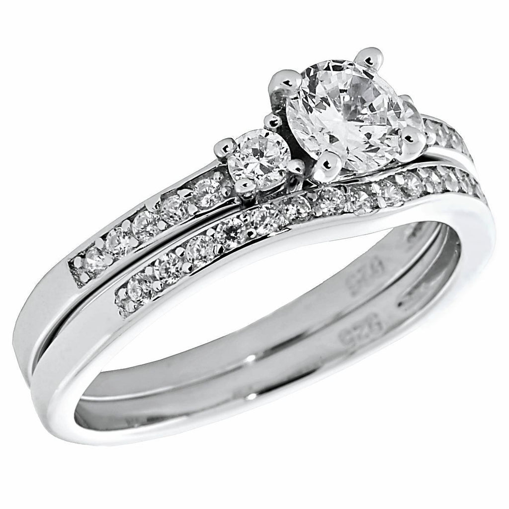 Natasha: 0.86ct 2 pc Brilliant Cut IOF CZ Micro Pave Wedding Ring Set - Trustmark Jewelers - Wedding Ring Sets - 4