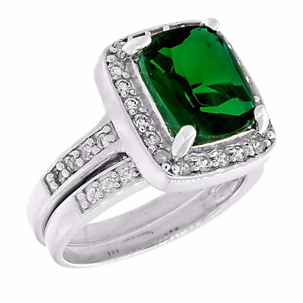 Esadowa: 3.43ct Emerald-cut Emerald Ice CZ 2 Piece Wedding Ring Set - Trustmark Jewelers - Wedding Ring Sets - 6
