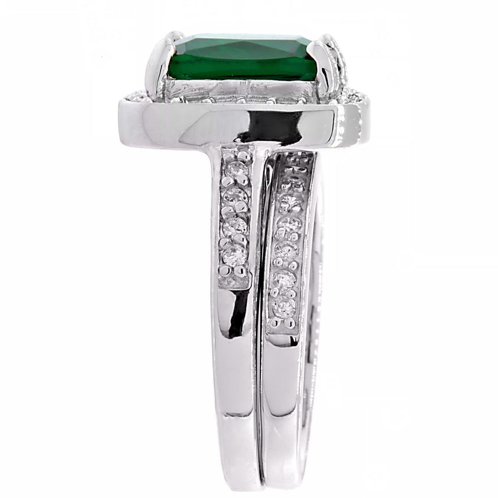 Esadowa: 3.43ct Emerald-cut Emerald Ice CZ 2 Piece Wedding Ring Set - Trustmark Jewelers - Wedding Ring Sets - 4
