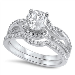 Aira: IOF CZ Infinity Wrap 2 Pc. Wedding Set 925 Sterling Silver - Trustmark Jewelers - Wedding Ring Sets